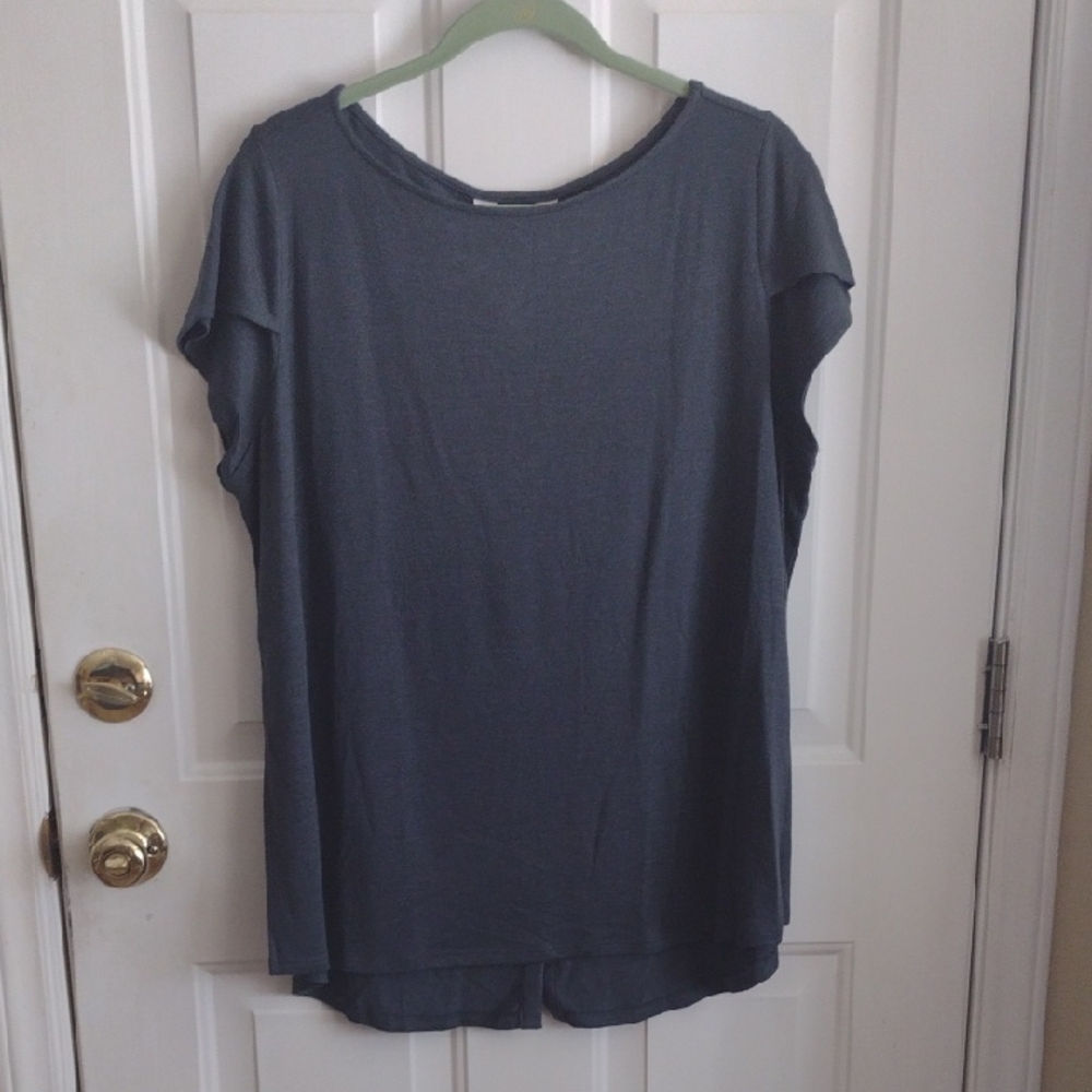 New Market & Spruce Bravyan Flutter Sleeve Knit Top with Button Detail Size 2X